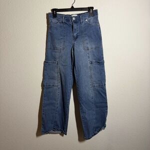 RE Generation Cargo Jeans Womens 28 Blue Denim Comfort Utility Everyday Wear